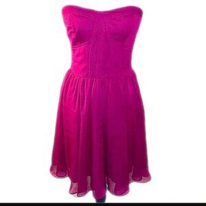 Guess Hot Pink Strapless Fit & Flare Dress 0
